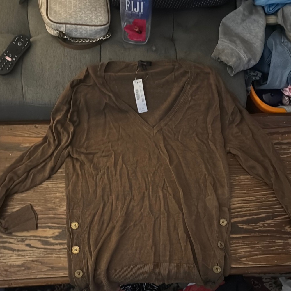 J. Crew Brown V-Neck Blouse